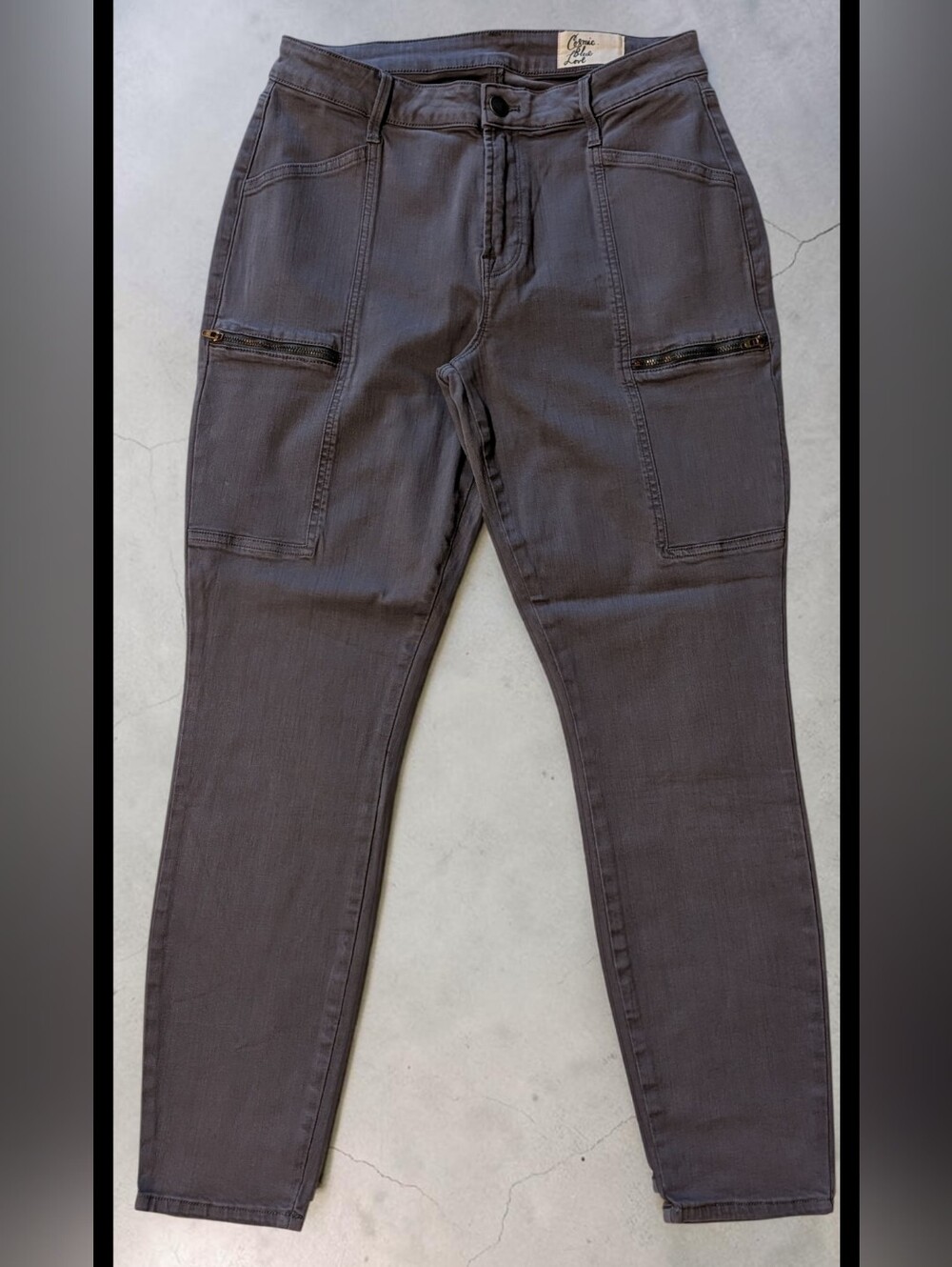 Cosmic Blue Love Gray Cargo Utility Pants - Size 10